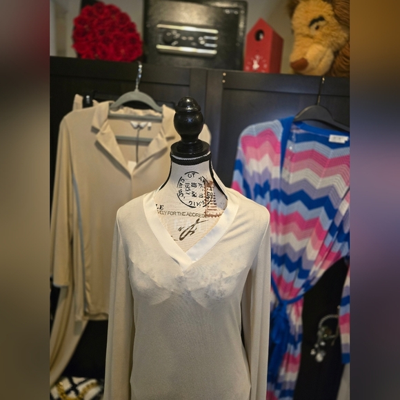 Frette Cascade Luxury Loungewear 2025 NWT Beige/ White Nightgown Silk & Cotton - Picture 12 of 16